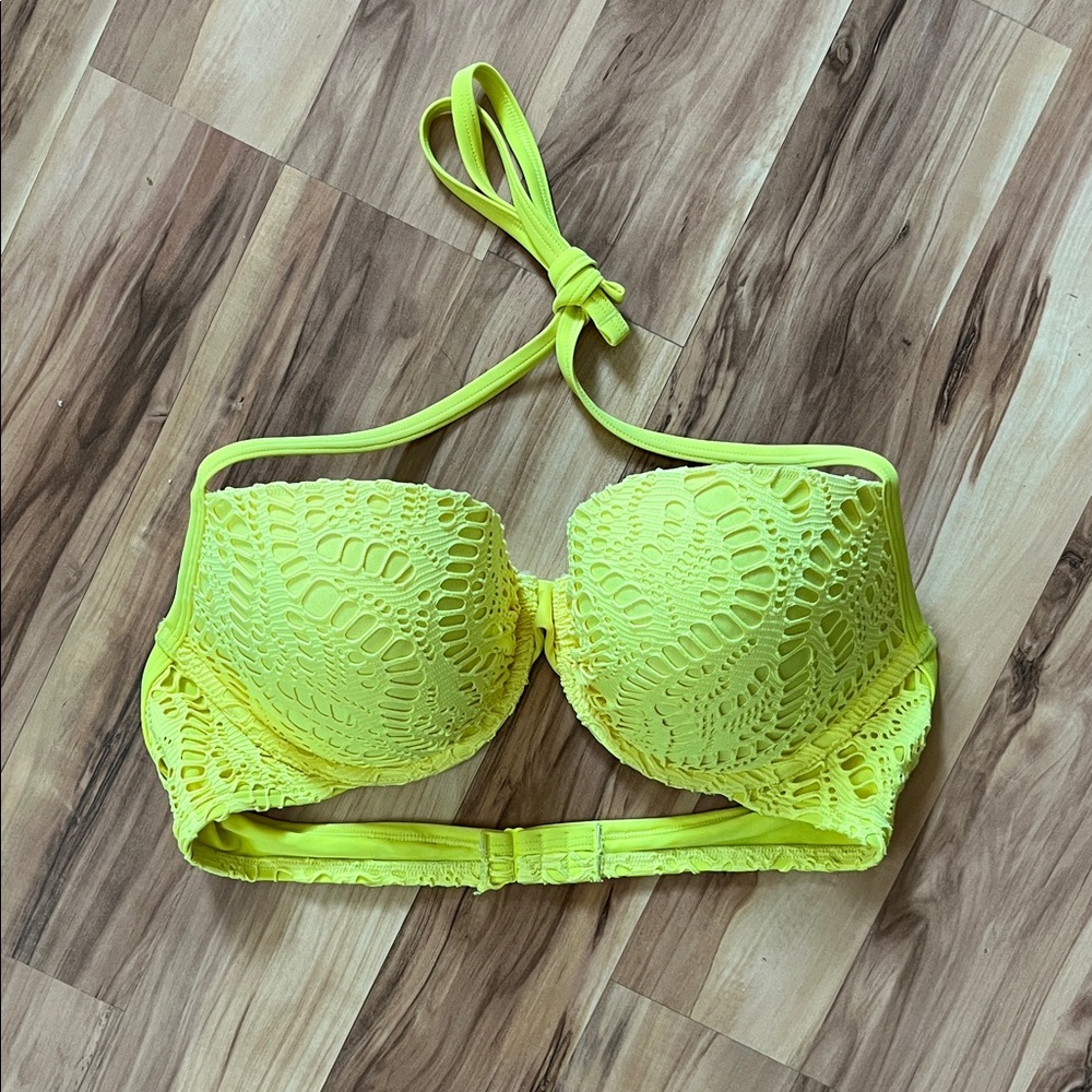 Aerie Neon Yellow Lace Swim Bra